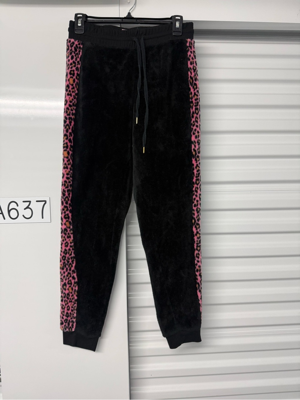Juicy Couture Black Sweatpants with Pink Leopard Side lounge wear size S